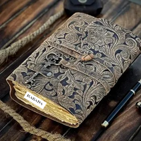 Fleur de jardin Journal en cuir vintage gaufré fait à la main Deckle Edge Paper Book Of Shadows Grimoire Journal Witch Spell Book
