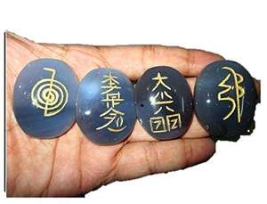 Haute qualité usui reiki bleu dentelle pierre ovale Feng Shui reiki symbole ensemble pierre naturelle guérison usui cristal pierres précieuses en gros - Product Image 3