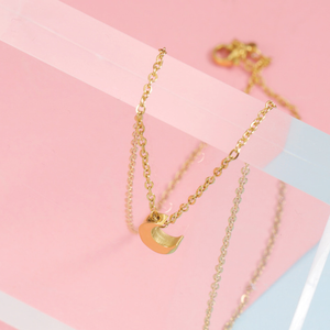 Kalung liontin bulan lapis emas dan mawar, kalung bulan baja tahan karat tidak pudar untuk hadiah wanita - Product Image 4