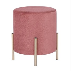 Tabouret rond en métal simple élégant salon meubles chaussure tabouret métal jambe roue velours tabouret - Product Image 4
