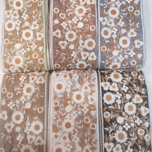 Mode mutli coloré broderie fleur dentelle pantalons pour enfants vêtements pour femmes Patch broderie dentelle garniture - Product Image 1