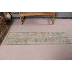 Tapis vintage 1,7 x 6,1 pieds, tapis turc, tapis en laine bleu à pois - Product Image 2