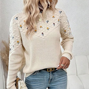 Suéter de Moda para Mujer, Bordado, Ligero, Estilo Urbano y Elegante - Product Image 4