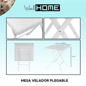 WELL HOME Tavolino Quadrato Bianco da Esterno 62x62x73, Tavolino da Comodino - Product Image 2