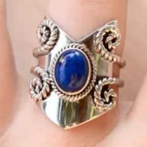 Anillo Boho con Piedra de Nacimiento de Septiembre, Hecho a Mano en Plata de Ley 925 con Incrustaciones de Lapislázuli, Diseño Ovalado Moderno, Regalo Perfecto para su Cumpleaños - Product Image 5