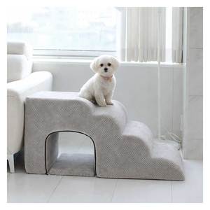 [AllmioPet] 3 in 1 Cave Style Pet Stair 4 Step Gray AMP C4 GR Indoor <b>Dog</b> Cat Steps Puppy Kitten Senior Pet Furniture Access - Product Image 3