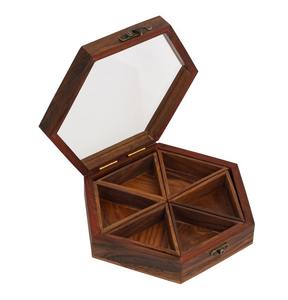 Meilleur prix pour une authentique boîte à épices en bois indienne Outil d'herbes et d'épices le plus vendu pour les mélanges d'épices, d'herbes et de thé - Product Image 1