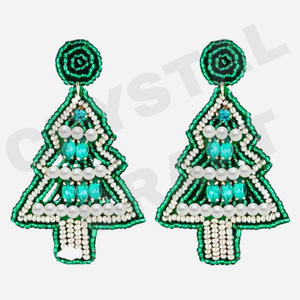 Christmas Dangle Earrings New Arrival <b>Cross</b>-Border Handmade Beads Gold Trendy Creative for Parties Christian Style - Product Image 3