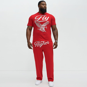 Pantalons de survêtement décontractés pour hommes en molleton, coupe évasée, 100% coton, lavage à l'acide, décorations en strass, coupe ample, effet usé, OEM - Product Image 3