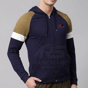 Nouveauté, style actuel, sweat-shirts à fermeture éclair pour hommes, couleur unie, coton, vente en gros de sweat-shirts à fermeture éclair pour hommes - Product Image 4