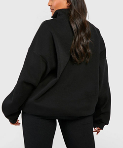 Customization Low Moq Women's Sweatshirt Quarter Zip up Collar loose fit Drop Shoulder comfortable Pullover <b>Hoodie</b> Sweat - Product Image 5