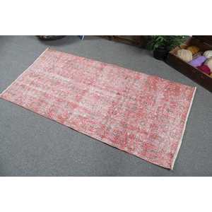 2.8x5.9 ft Turkish Rug, Vintage Accent Rug, <b>Red</b> Gray Patchwork <b>Wool</b> Rug - Product Image 4