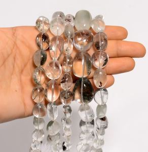 Perles de pierre de lune verte de Super qualité pour la fabrication de bijoux bricolage brins de perles en vrac de pierre de lune irrégulière naturelle - Product Image 3