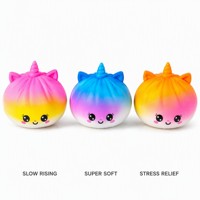 Jouet sensoriel licorne arc-en-ciel souple et moelleux, anti-stress, kawaii, pour le bureau