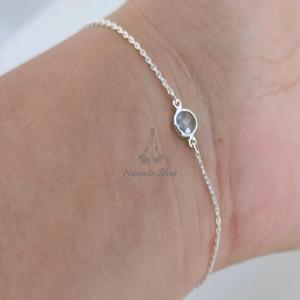 Adjustable Bohemian Aquamarine <b>Bracelet</b> in 925 Sterling Silver <b>Gold</b> Plated-Gift & Party Jewelry - Product Image 3