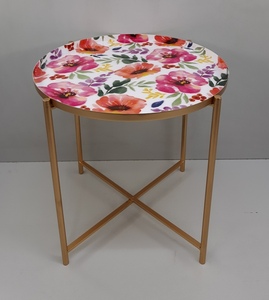 Calcomanía de mesa lateral de forma redonda de Metal de hierro hecha a mano, acabado esmaltado para sala de estar, muebles decorativos, mesa de centro - Product Image 1