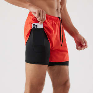 Nouveau gros 2-en-1 Fitness Liner Shorts de sport pour hommes Maille en polyester à séchage rapide avec poches Bas actifs lâches pour le fitness - Product Image 1
