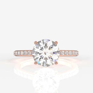 Anillo con Halo Oculto de Diamante Moissanite de Corte Redondo en Oro de 9K, Elegante y con Estilo - Product Image 6