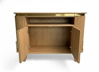 Buffet moderne cannelé écologique avec porte, meuble de cuisine, table, mobilier d'intérieur en MDF sur roulettes, vente en gros, personnalisable OEM ODM