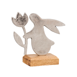 Escultura de Metal con forma de conejo con acabado en plata moderna hecha a mano, Diseño Artesanal único ecológico para decoración del hogar, arte de mesa - Product Image 4