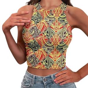 Top corto de manga corta holgado informal con cuello redondo personalizado para mujer, Top corto informal ajustado de algodón y poliéster para mujer - Product Image 5