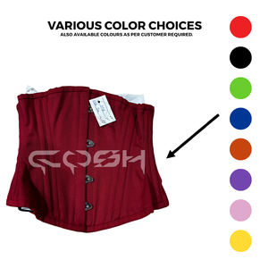 Classic <b>Red</b> Cotton Short Torso Underbust Steel Boned Waist Cincher Corset for Fitness Wear - Product Image 3