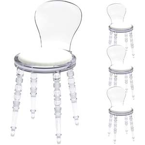 Chaises de salle à manger modernes vintage blanches en PP avec coussins noirs pour l'esthétique de la maison, de la cuisine et du bureau - Product Image 4