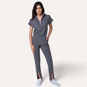 Tenues de travail unisexes pour le personnel hospitalier, design de couleur unique, uniformes de blouses d'infirmière, tricot en spandex/polyester pour femmes, veste supérieure - Product Image 2