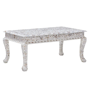 Intricate Floral Designs Exquisite Handcrafted Mother of Pearl Inlay Coffee <b>Table</b> with Elegant Finish Modern Home Furniture - Product Image 6