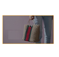 Sac de plage naturel à thème personnalisé Lifestyle Cute Basket Macramé Handbag Bucket Straw Bags For Fashion Accessories