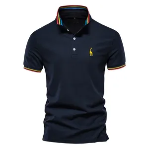 Polo para hombre personalizado, sencillo, transpirable, cómodo, en blanco, 100% algodón, Piqué, logotipo estampado personalizado, negro, ajustado, OEM - Product Image 1