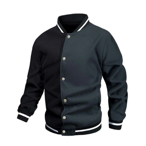 Chaqueta Varsity con Capucha de Alta Calidad, Tejida, 100% Algodón, Resistente al Viento, Transpirable, para Otoño, Elegante y Moderna para Hombre - Product Image 3