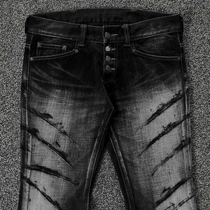 Customized Mid-Waisted Breathable Solid Stonewashed Woven 100% Cotton <b>Flared</b> Denim <b>Jeans</b> Pant - Product Image 6