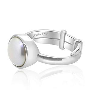 NOVAMART Fine Natural IIGS Certified 4.25 Ratti 12.25 <b>Silver</b> <b>Ring</b> with Moti (Pearl) Astrological Gemstone <b>Adjustable</b> Pearl Whole - Product Image 4