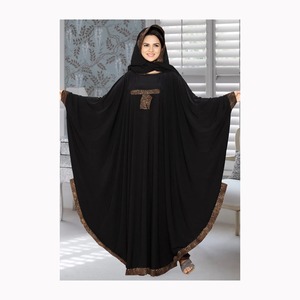 Último diseño ligero largo negro hecho a mano Abaya para damas Color personalizado Servicio OEM Transpirable Nuevo Color sólido de moda - Product Image 5