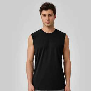 Camiseta sin mangas de entrenamiento informal para hombre, Camiseta de punto transpirable con logotipo personalizado, directo de fábrica, talla grande, mínimo bajo - Product Image 5