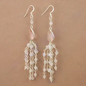 Boucles d'oreilles romantiques en argent avec perles d'imitation en forme de goutte d'eau pour femmes, bijoux de mariage - Product Image 2