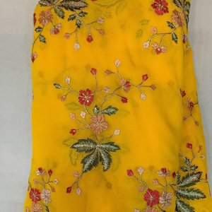 High Quality <b>100</b>% <b>Viscose</b> Fox Georgette Embroidery <b>Fabric</b> for Girls for Fancy Dress & Lehenga - Product Image 1