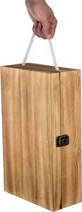 Boîte cadeau en bois gris <span class=keywords><strong>rustique</strong></span> pour bouteille unique, emballage en bois à joint de doigt pour spiritueux avec couvercle à charnière et <span class=keywords><strong>loquet</strong></span> - Product Image 4