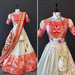 Vêtements Ethniques Indiens Belle Soie Paithani Tissage Zari Travail Lehenga Choli Avec Dupatta Fabrication De Surat new lehenga - Product Image 4