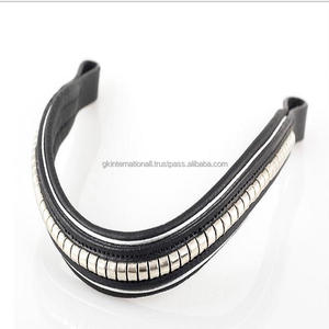 Nouveau Design personnalisé, bande de sourcil de cheval en cuir avec rembourrage doux et pneu en métal argenté incrusté, bande de sourcil faite à la main - Product Image 4