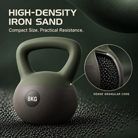 Kettlebell compact en PVC durable avec logo personnalisé, remplissage de sable de fer, base souple antidérapante respectueuse du sol et design étanche