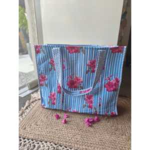 Sac fourre-tout promotionnel à rayures Hibiscus - Product Image 1