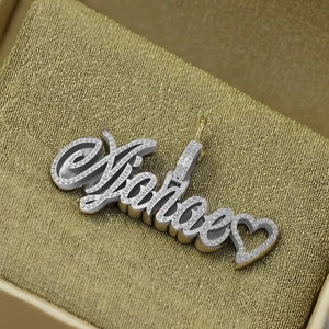 สร้อยคอทองคำขาว 10K ดีไซน์ทันสมัย รูปหัวใจ ประดับเพชรแท้ พร้อมจี้สลักชื่อและตัวอักษรตามสั่ง ไอเดียของขวัญสุดพิเศษ - Product Image 6