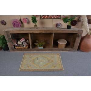 Alfombra Bohemia turca Vintage de 1,7x3 pies, diseño de retazos azul amarillo, área rectangular abstracta de látex de lana para pasillo, alfombra para habitación, nuevo - Product Image 3