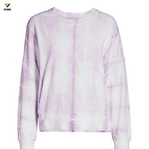 2025 vente en gros de haute qualité à manches longues col rond personnalisé femmes cravate colorant imprimé sweat - Product Image 1