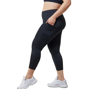 กางเกงโยคะพลัสไซส์มีกระเป๋า ผ้าสเตรชเอวสูง มีกระเป๋าข้าง รองรับการออกกำลังกาย ชุดออกกำลังกาย กางเกงออกกำลังกายสำหรับผู้หญิง - Product Image 4