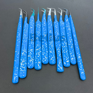 Pince à cils texturée professionnelle pour les extensions de volume et classiques Outils d'isolation Pro en acier inoxydable à pointe pointue antidérapante - Product Image 4