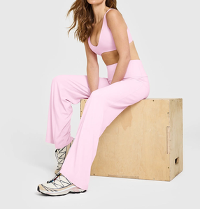 Conjunto de 4 Piezas de Ropa Deportiva para Mujer: Sujetador Deportivo <span class=keywords><strong>Bond</strong></span> OEM Personalizado, Leggings Suaves y Elásticos de Cintura Alta con Dobladillo Recto y Pierna Acampanada - Product Image 3