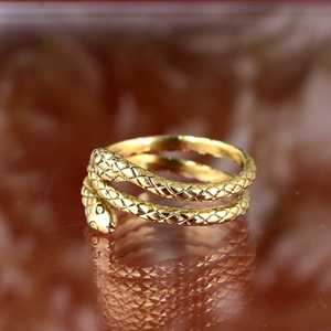 Anillo de Latón con Doble Serpiente Gótica, Chapado en Oro de 18k, Estilo Envolvente y Superpuesto, Punk Biker, de Moda, Para Mujer, Venta al por Mayor - Product Image 2